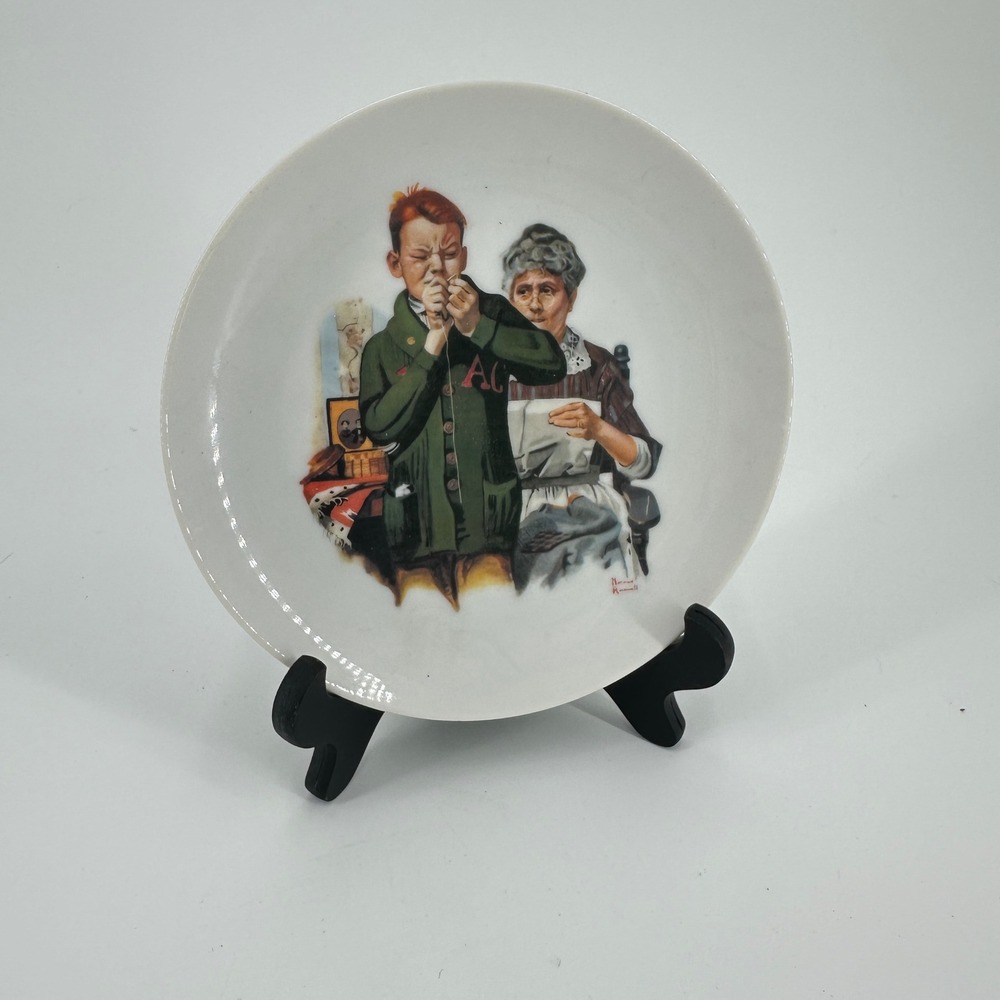 Norman Rockwell Decorative Porcelain Plate Grandmother and Boy Made in Japan
